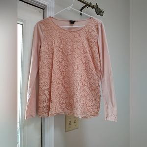 Ann Taylor Factory Pink Lace Top - Size S